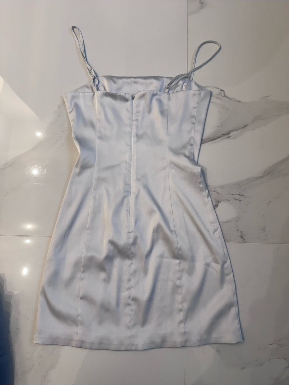 Sunday Best Satin Mini Slip Dress in White